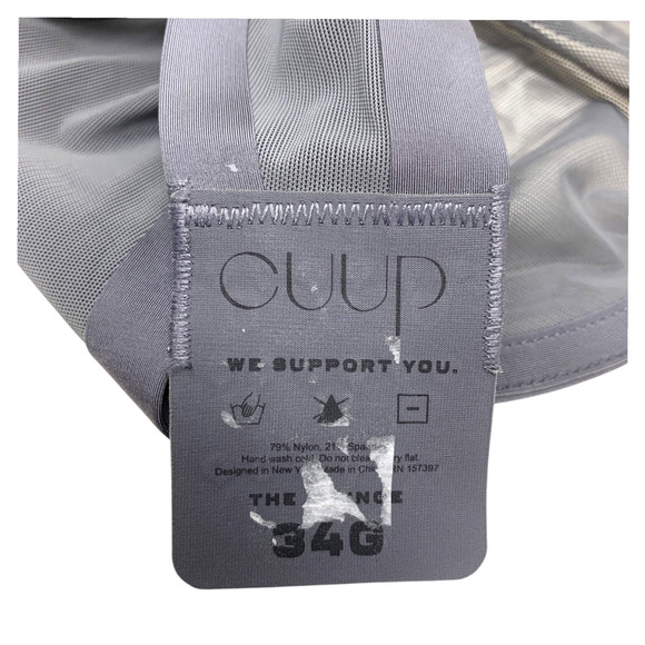New Cuup The Plunge Gray Sheer Mesh Bra Underwire Sz 34G 34 G NWT - Picture 5 of 6
